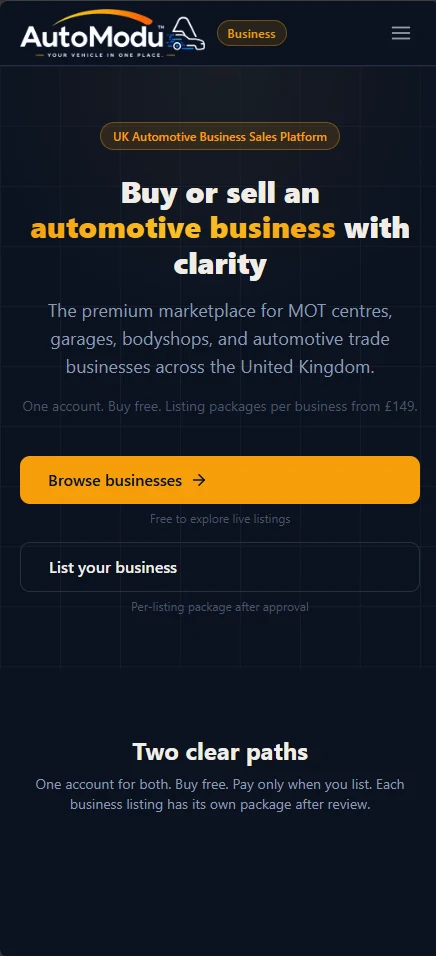 Handover marketplace home on a mobile phone
